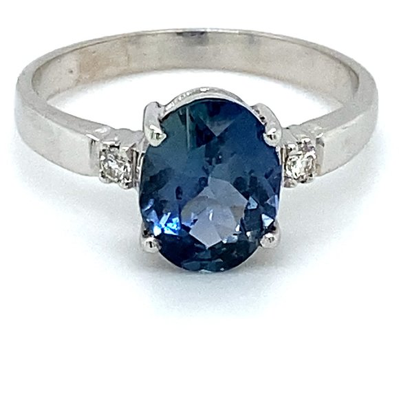 Blue Sapphire 2.00ct Diamonds 18K White Gold Ring - Picture 1 of 7